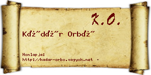Kádár Orbó névjegykártya